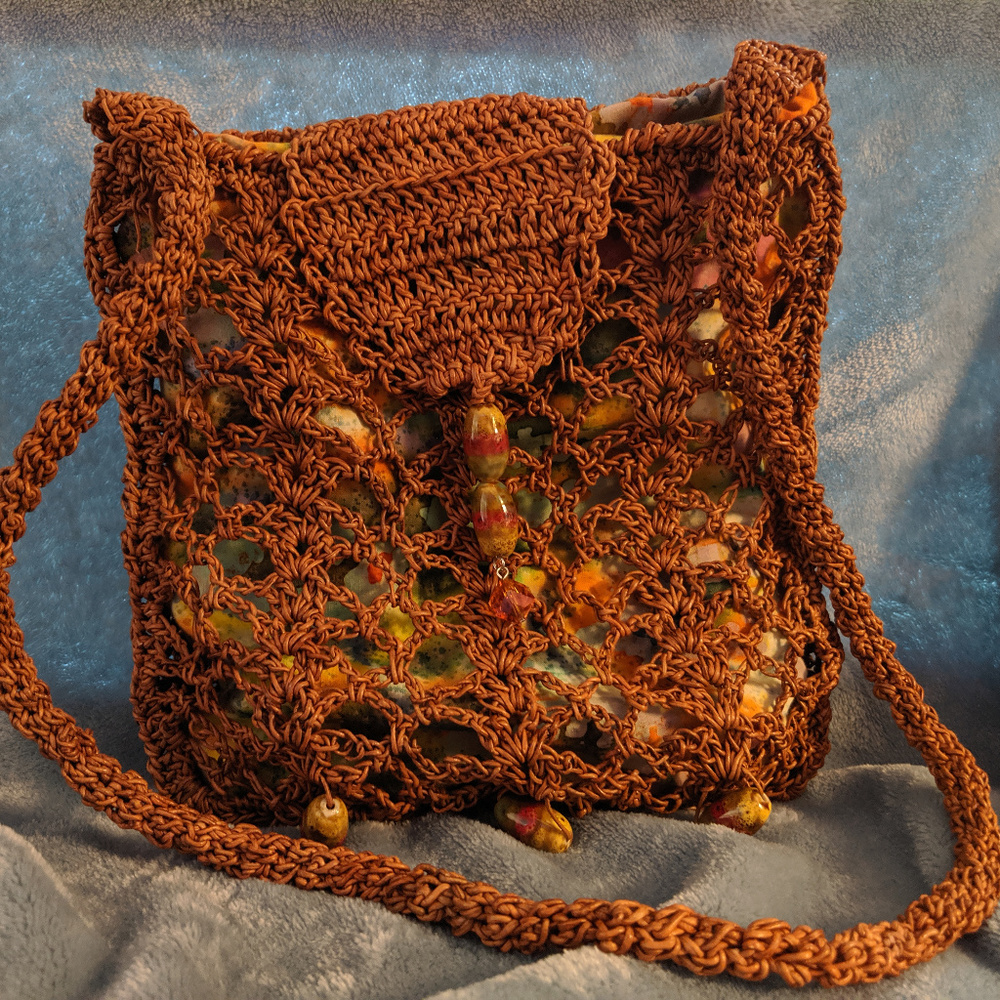 Leather Crochet Bag Designed and Created by seller